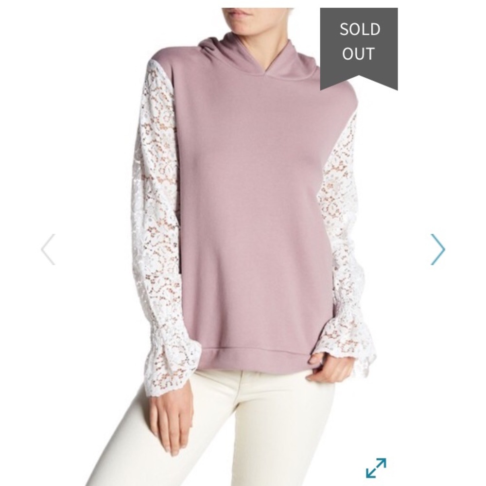 NEW Rome & Juliet Couture Lace Sleeve Sweatshirt L